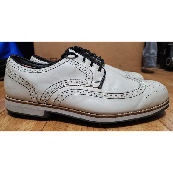 FOOTJOY FJ City 56435 Beige Golf Shoes Leather Men 11 M Waterproof Sports Spikes - Picture 2 of 10